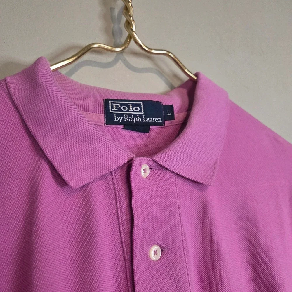 Polo Ralph Lauren Mens Large Pink Pique Short Sleeve Polo Shirt Turquoise Pony